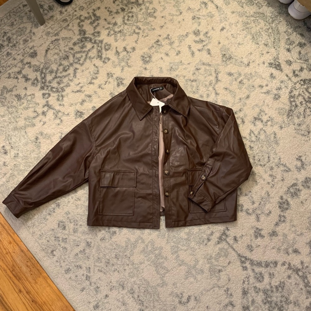 Brown faux leather jacket